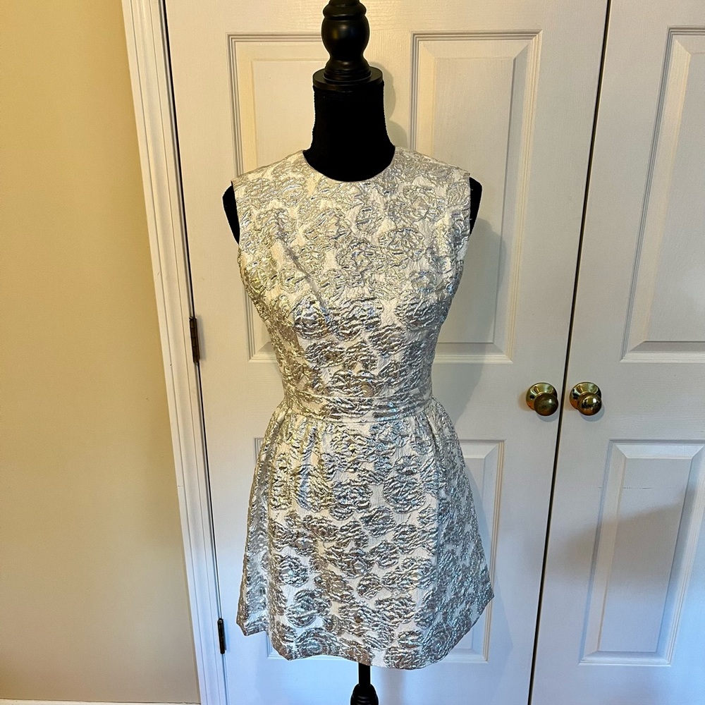 Vintage 1960s Silver Lame Belt Dress